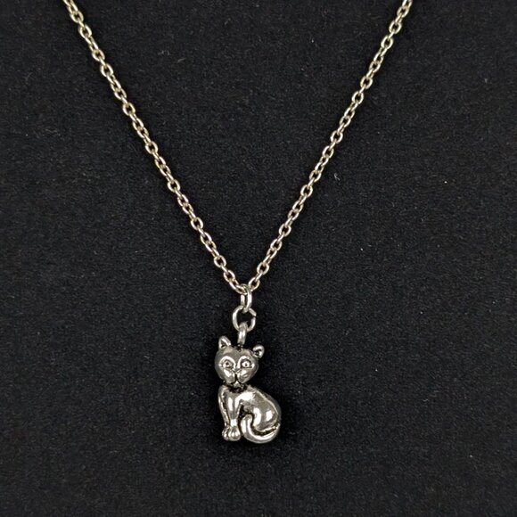 V. Dainty Sterling Kitty Pendant Necklace - Picture 1 of 7